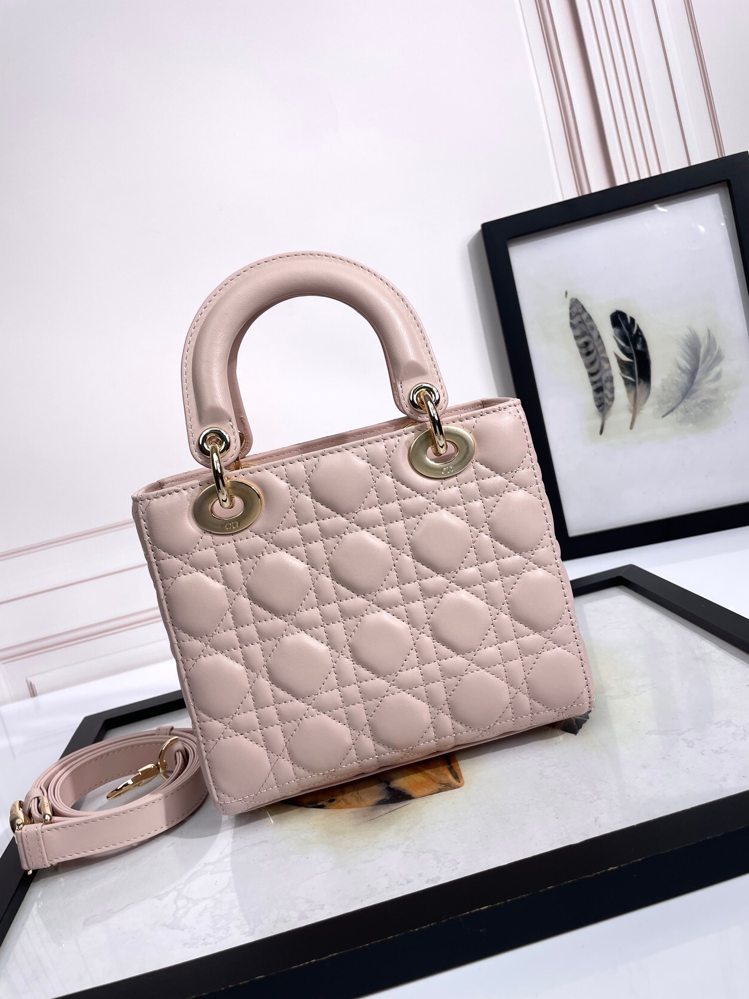 Small Lady Dior My ABCDior Bag Pale Pink Cannage Lambskin